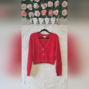Jessica Simpson Ulta Soft Cropped Sweater w/ Bow Buttons